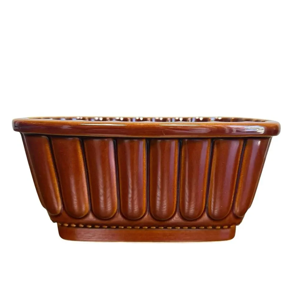 Williams Sonoma Autumn Harvest Glazed Brown Ceramic Loaf Pan Jello Mold Retired